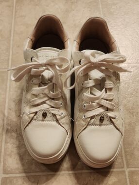 Kurt Geiger London Kensington White Leather Suede Cupsole Low Profile Sneakers